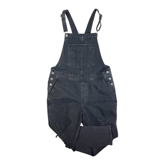 Old Navy Size 16 Black OG Straight Jean Overalls Denim - Picture 1 of 11